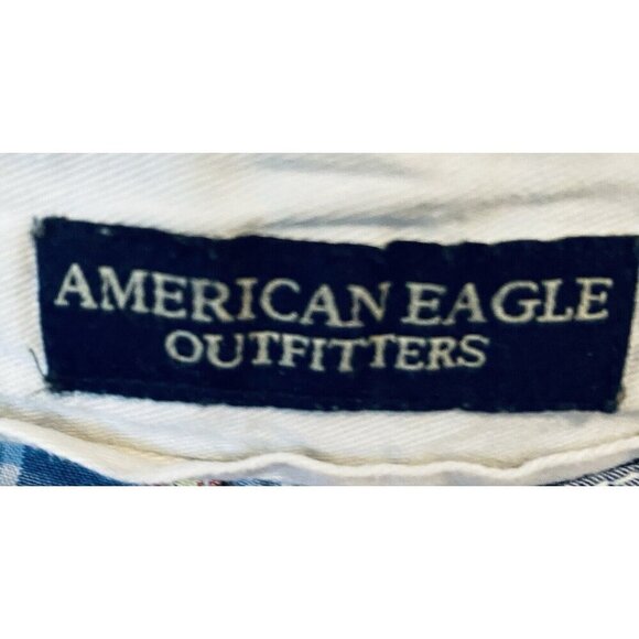 American Eagle Pants Mens 32 Blue Plaid Straight Leg Pockets Preppy Y2K 90s - Picture 5 of 7